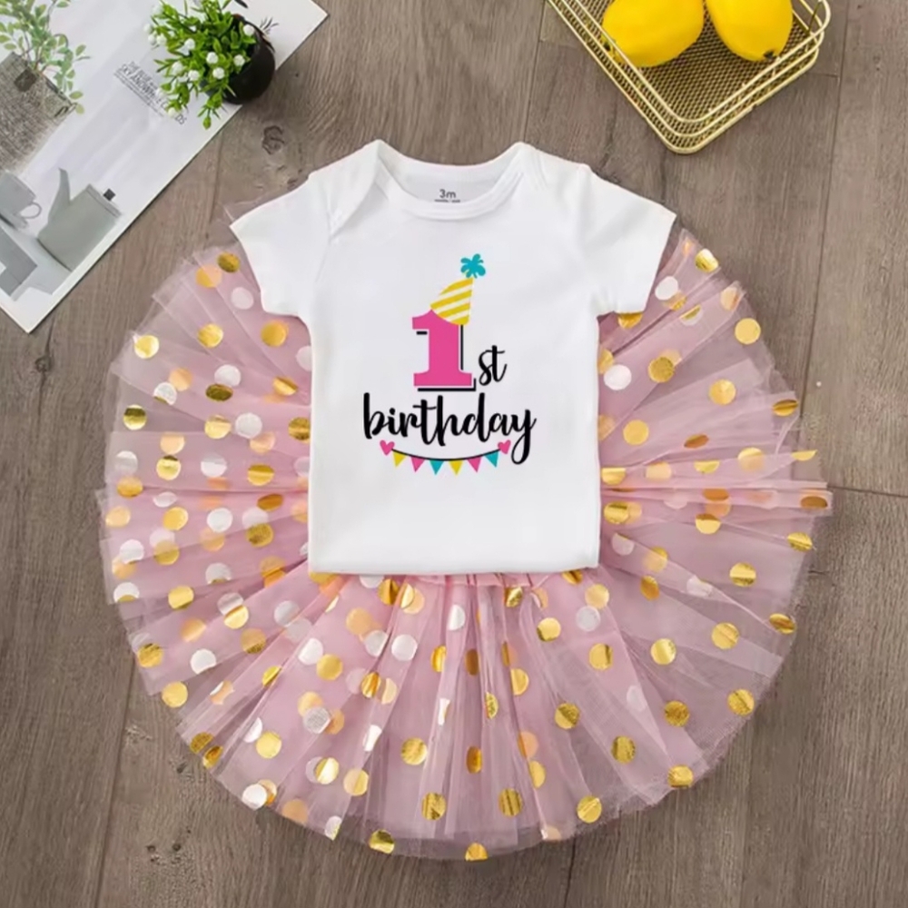 Baby Girl 1st First Birthday Pink Tutu And Onsie Set Cake Smash